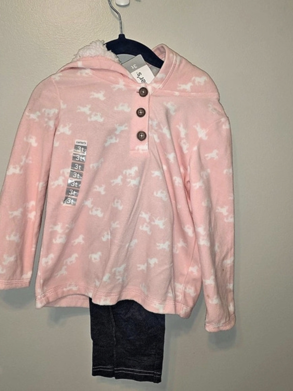 Carter's Girls Printed Hoodie & Jeans Set Size 3T NWT